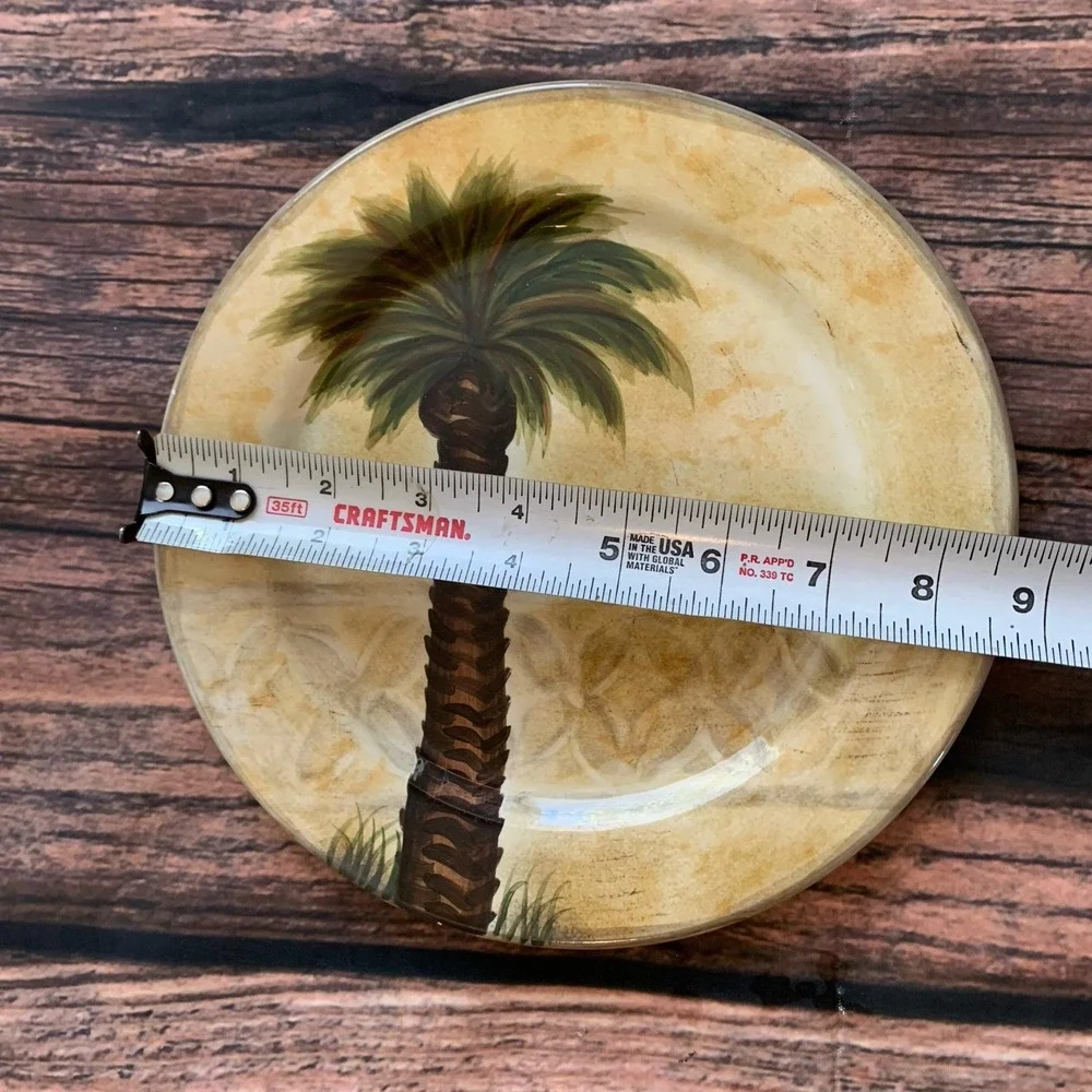 4 Tabletops Unlimited BELLAGIO Salad Lunch Plates Palm Tree 8.5